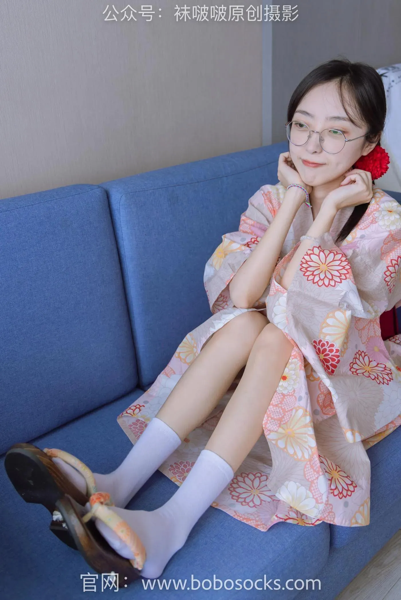[BoBoSocks袜啵啵]NO.137 稚予-木屐、分指白棉袜、裸足、和风浴衣 [170P]插图1